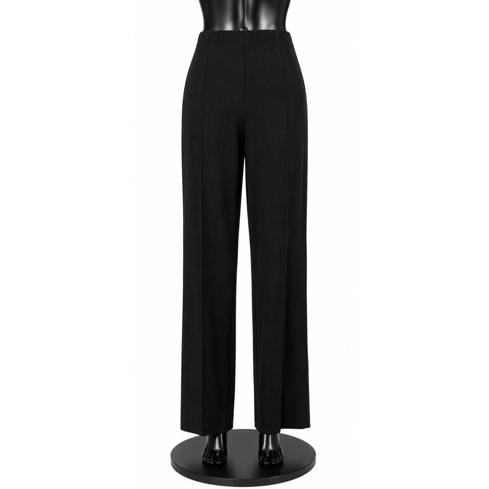 Chico's Womens Flat Front Straight Leg Casual Pants Size 1 Black Knit Stretch